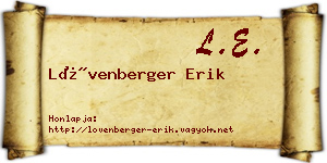 Lövenberger Erik névjegykártya